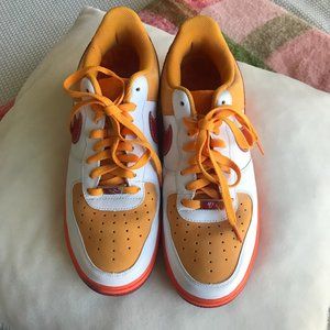 2007 DS Nike Air Force 1 Low White / Varsity Red Orange - Men's Size 10.5